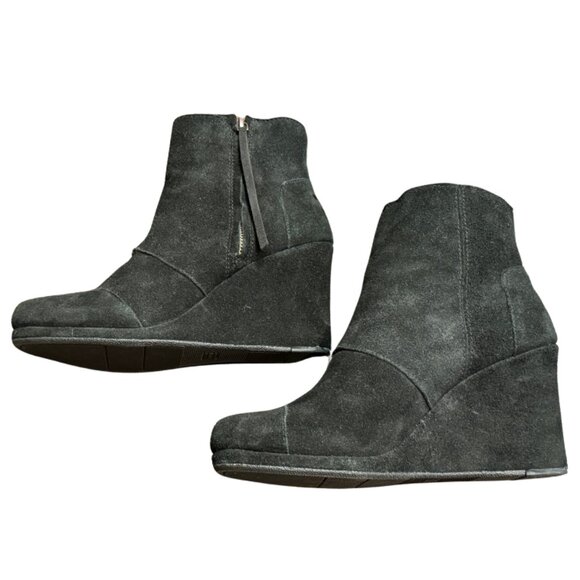 Toms Desert Wedge High Black Suede Size 9 - Picture 7 of 10